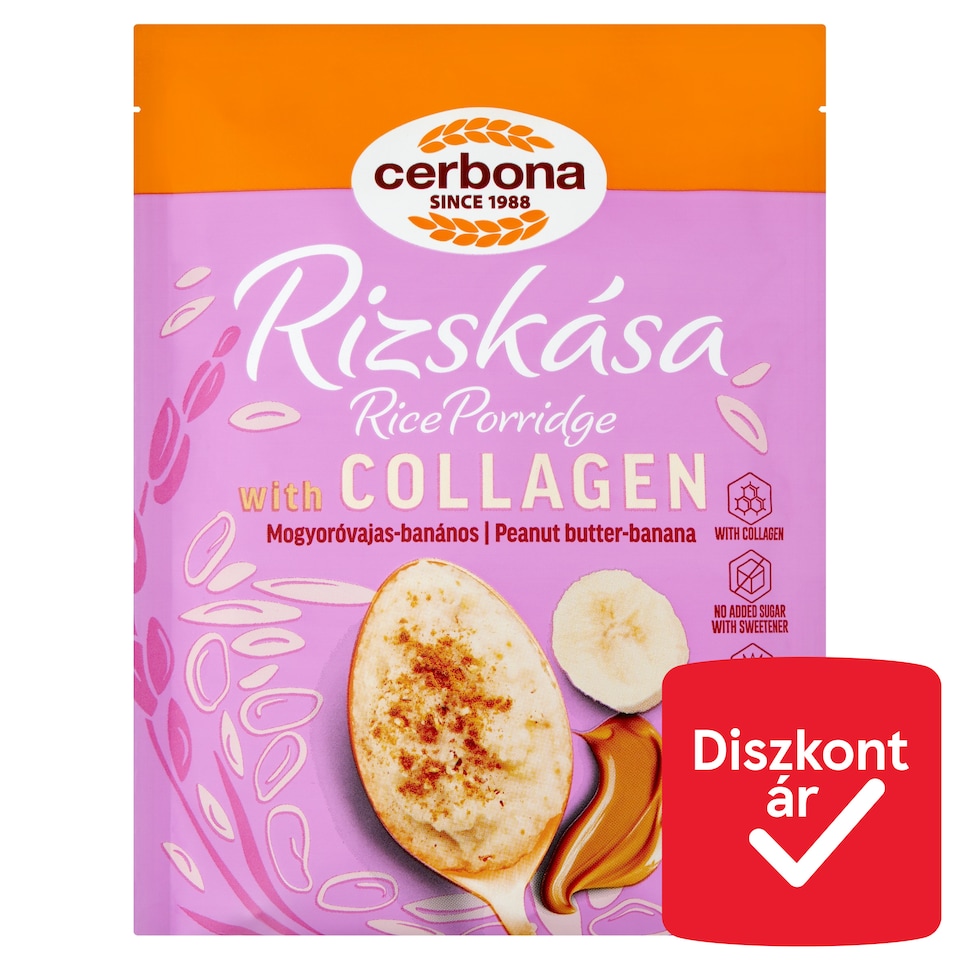 Cerbona Peanut Butter-Banana Rice Porridge with Collagen and Inulin 45 g