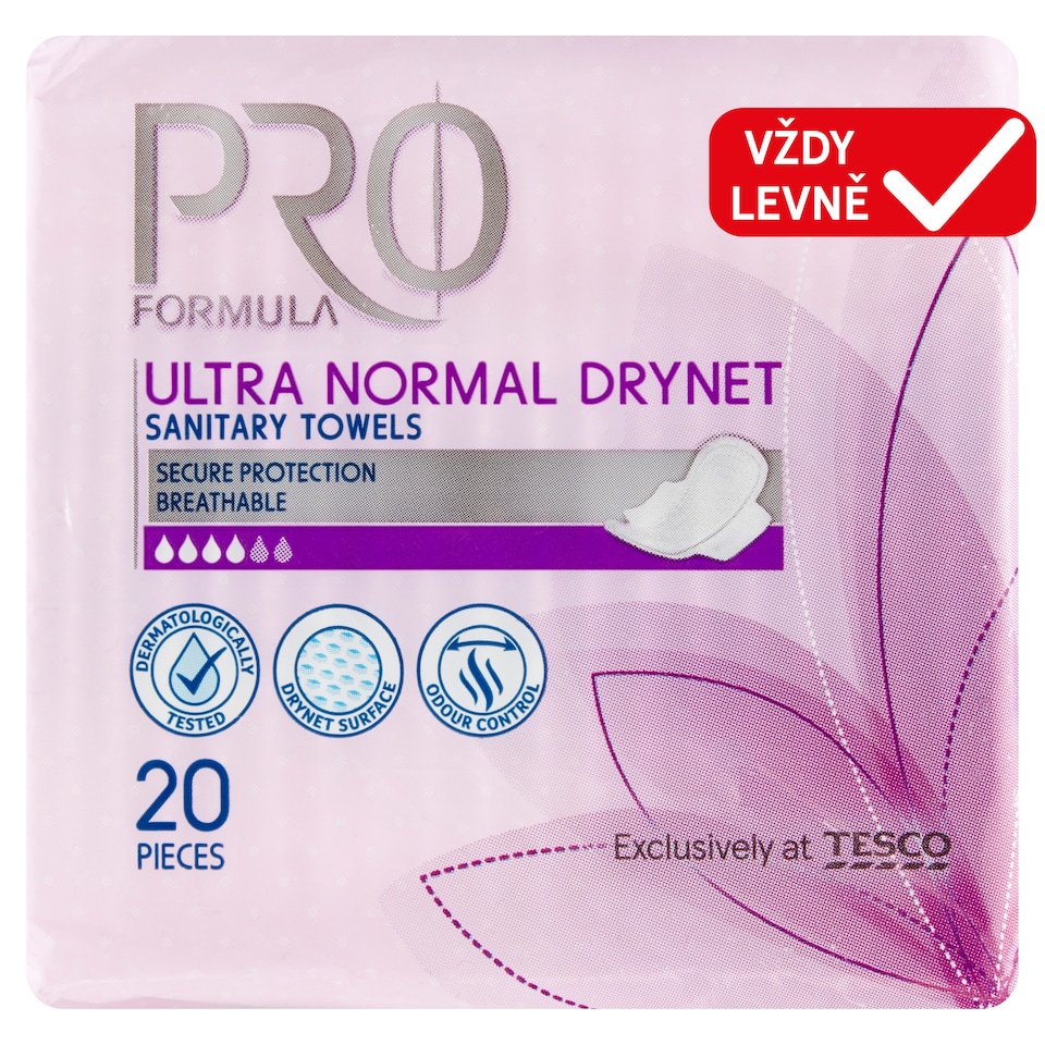 Tesco Pro Formula Wings Ultra Normal Drynet Sanitary Pads with Wings 20 pcs