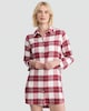 image 1 of F&F Check Print Longline Pyjama Shirt in Multi Red