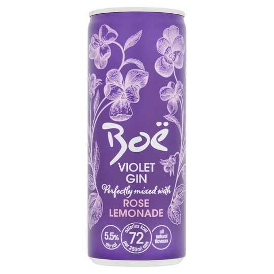 Boe Violet Gin Perfectly Mix Rose Lemonade 250Ml Tesco Groceries