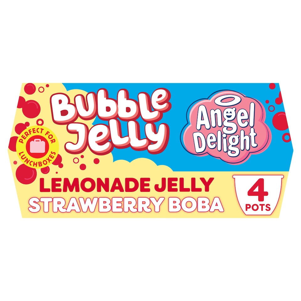 Angel Delight Lemonade Jelly & Strawberry Bobba Bubble 4x130g
