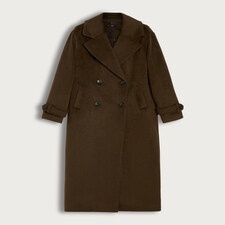 F&F Double Breasted Long Coat with Wool in Khaki