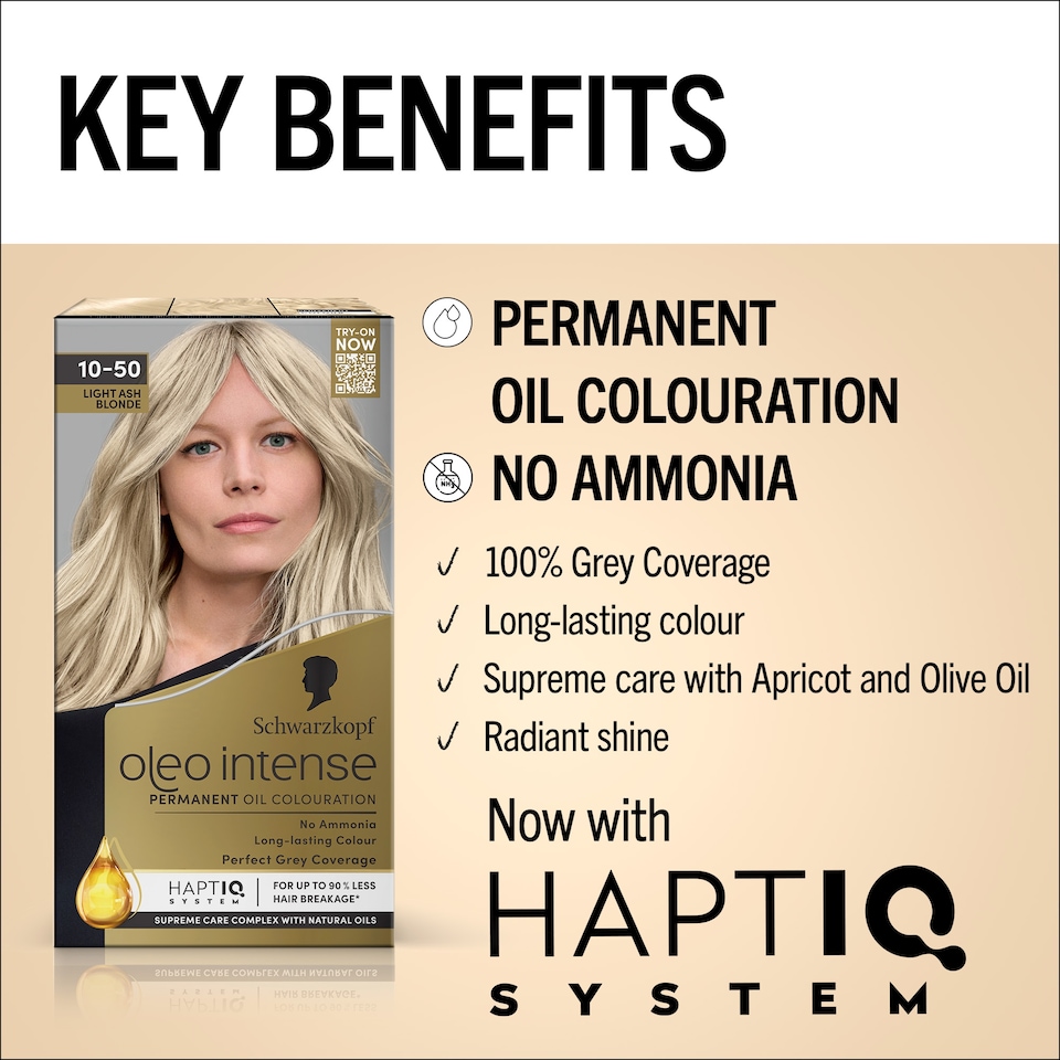 image 1 of Schwarzkopf Oleo Intense Light Ash Blonde 10-50 Permanent Hair Dye