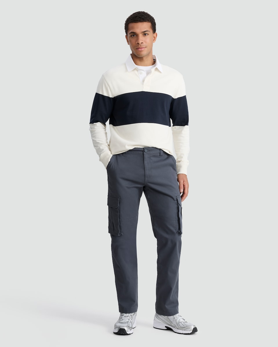 image 1 of F&F Cotton Rich Straight Leg Cargo Trousers in Grey