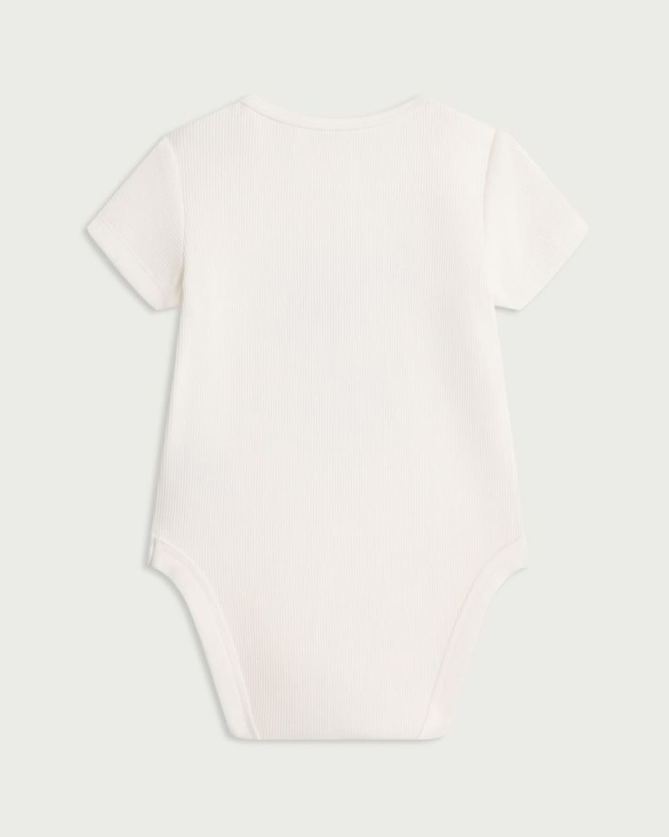 image 1 of F&F Baby Cotton Rich First Time Flyer Short Sleeved Bodysuit in White