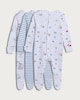 image 1 of F&F Baby 3-Pack Pure Cotton Transport Print Sleepsuits in White