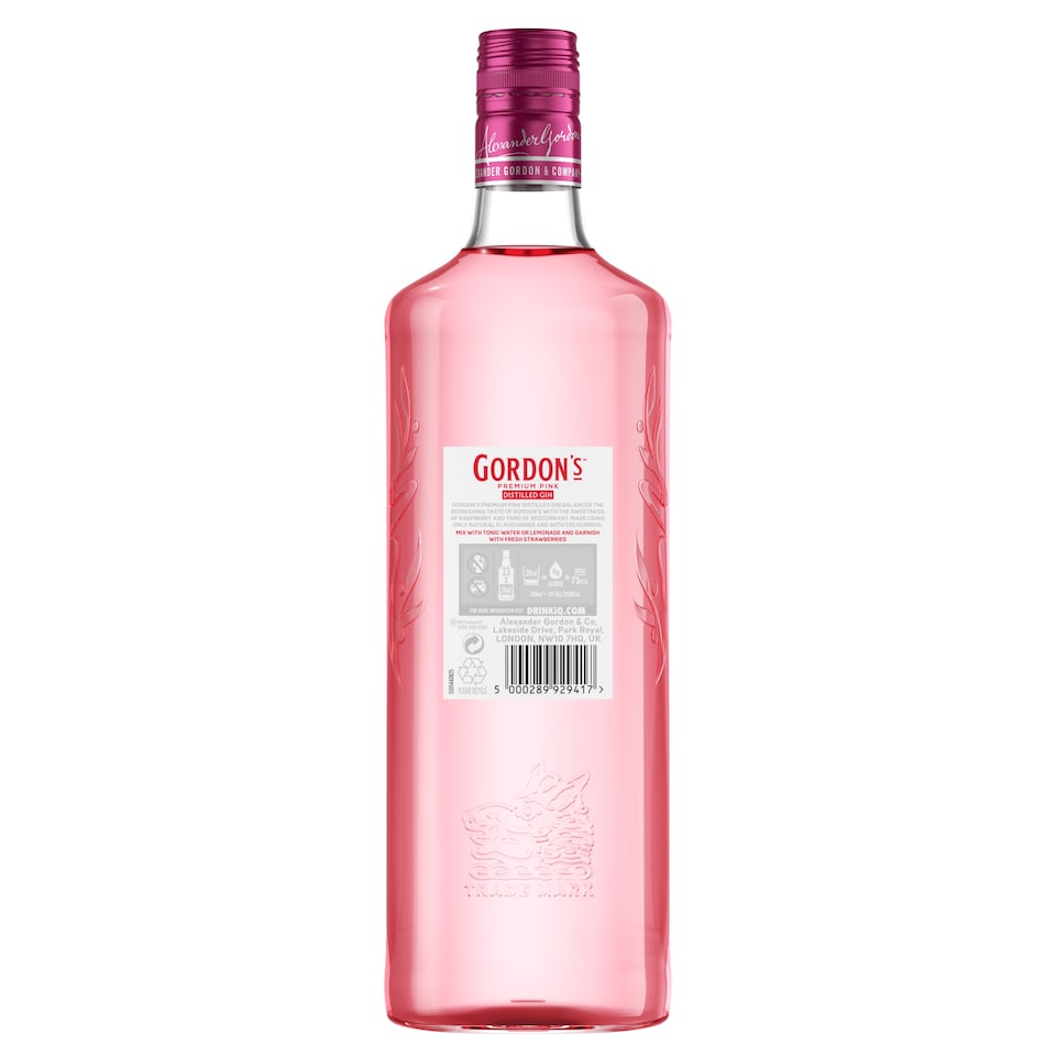 image 1 of Gordon's Premium Pink Distilled Gin Bottle 37.5% Vol 1L