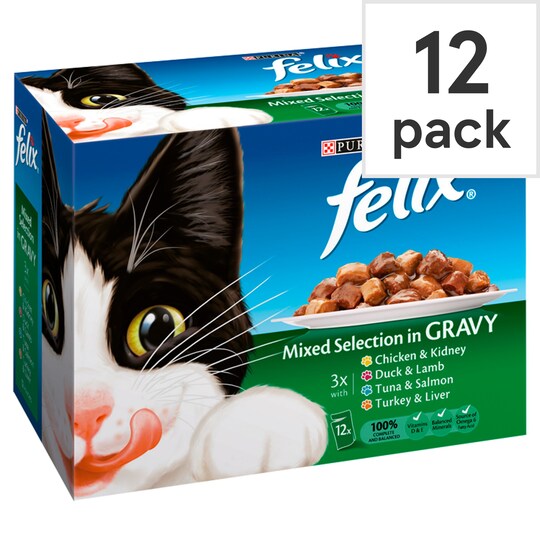 Felix Cat Food Mixed Selection In Gravy 12X100g Tesco Groceries