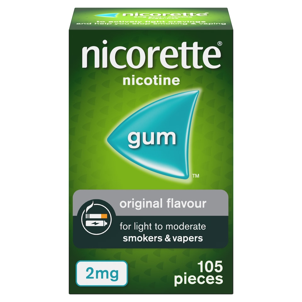 image 1 of Nicorette Stop Smoking Aid 2mg Nicotine Gum - Original 105s