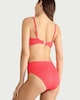 image 3 of F&F Ribbed Textured High Waisted Bikini Bottoms in Pink