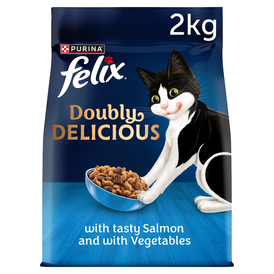 image 1 of FELIX Doubly Delicious Salmon & Vegetables Dry Cat Food 2kg