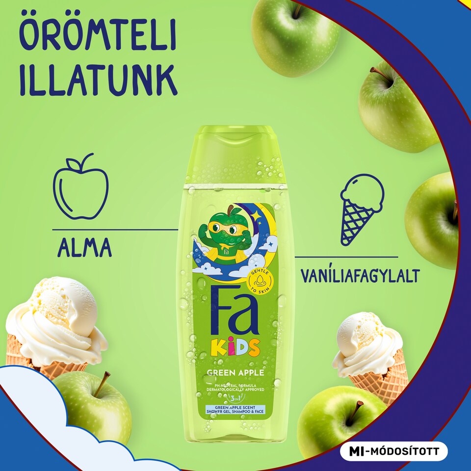 Fa Kids 3 az 1-ben tusfürdő és sampon zöldalma illattal 250 ml  1. kép