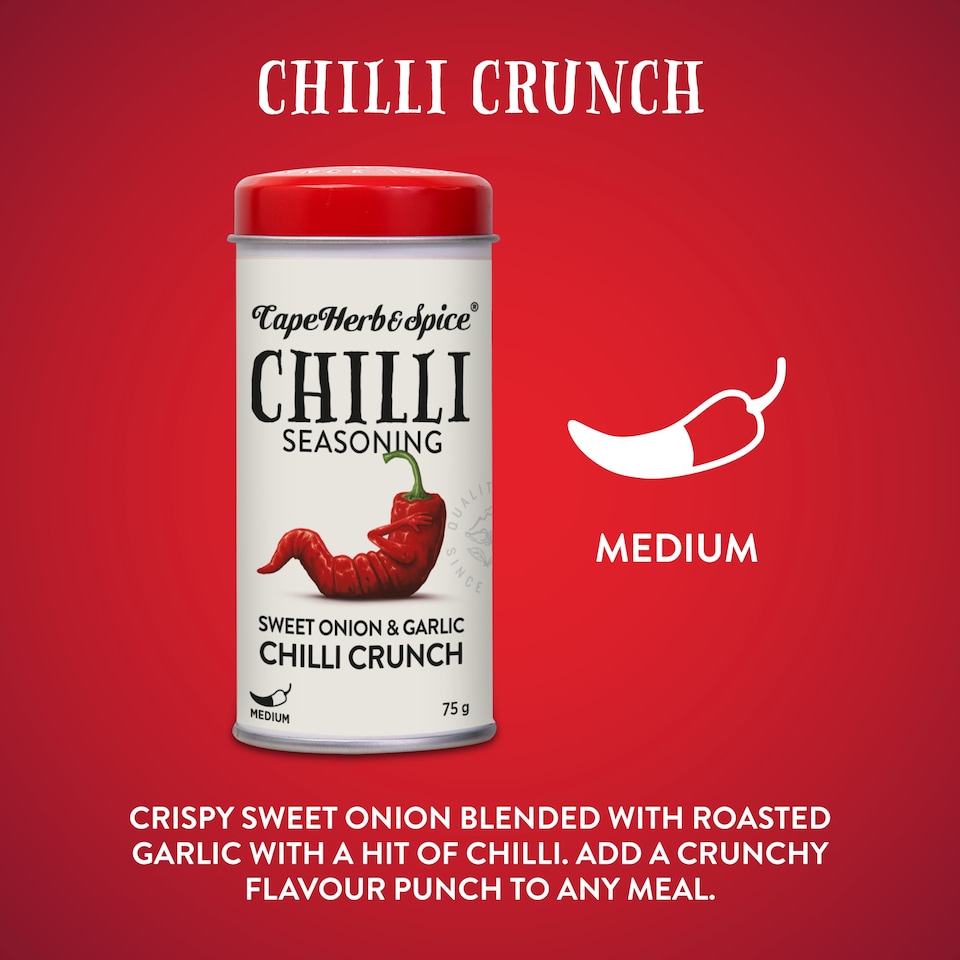 image 1 of Cape Herb & Spice Chilli Seasoning Sweet Onion & Garlic Chilli Crunch 75g