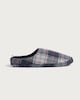 image 1 of F&F Fleece Lined Check Print Mule Slippers in Navy