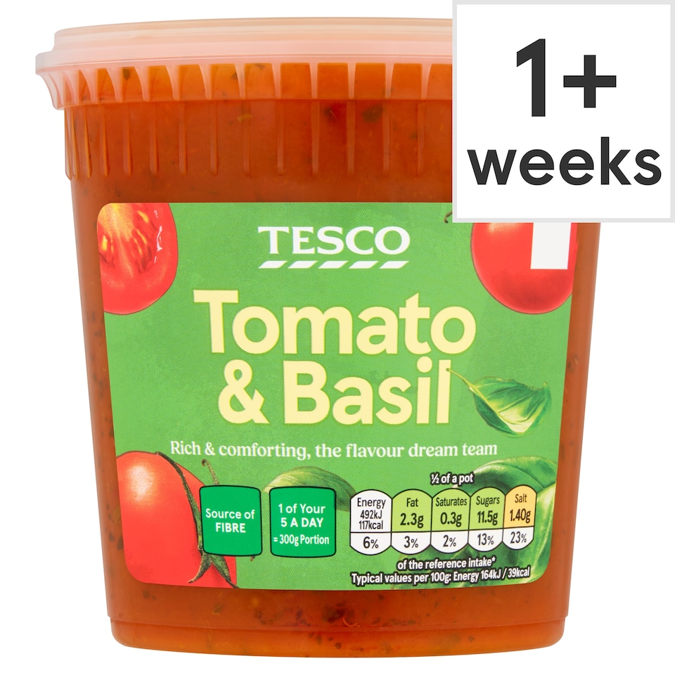 Tesco Tomato & Basil Soup 600G