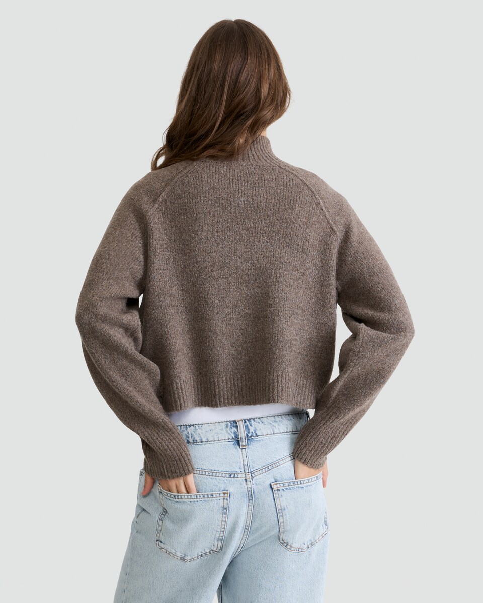 image 1 of F&F Ribbed Knitted High Neck Jumper in Mink