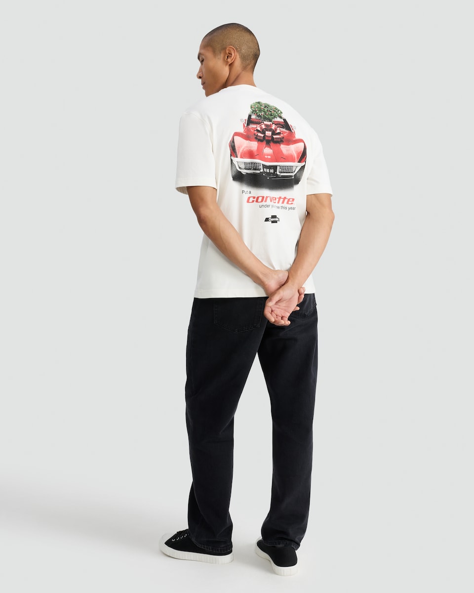 image 1 of Corvette Pure Cotton Christmas T-Shirt in ECRU