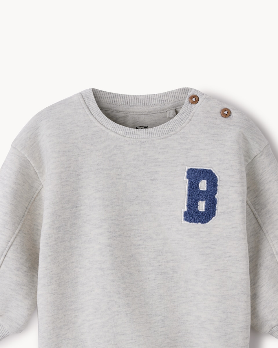 image 1 of F&F Baby Cotton Rich Sweatshirt and Joggers Set in Grey Marl