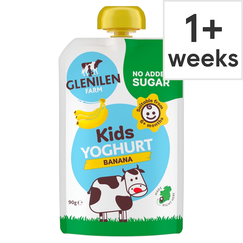 Glenilen Farm Kids Banana Yoghurt Pouch No Added Sugar 90g  