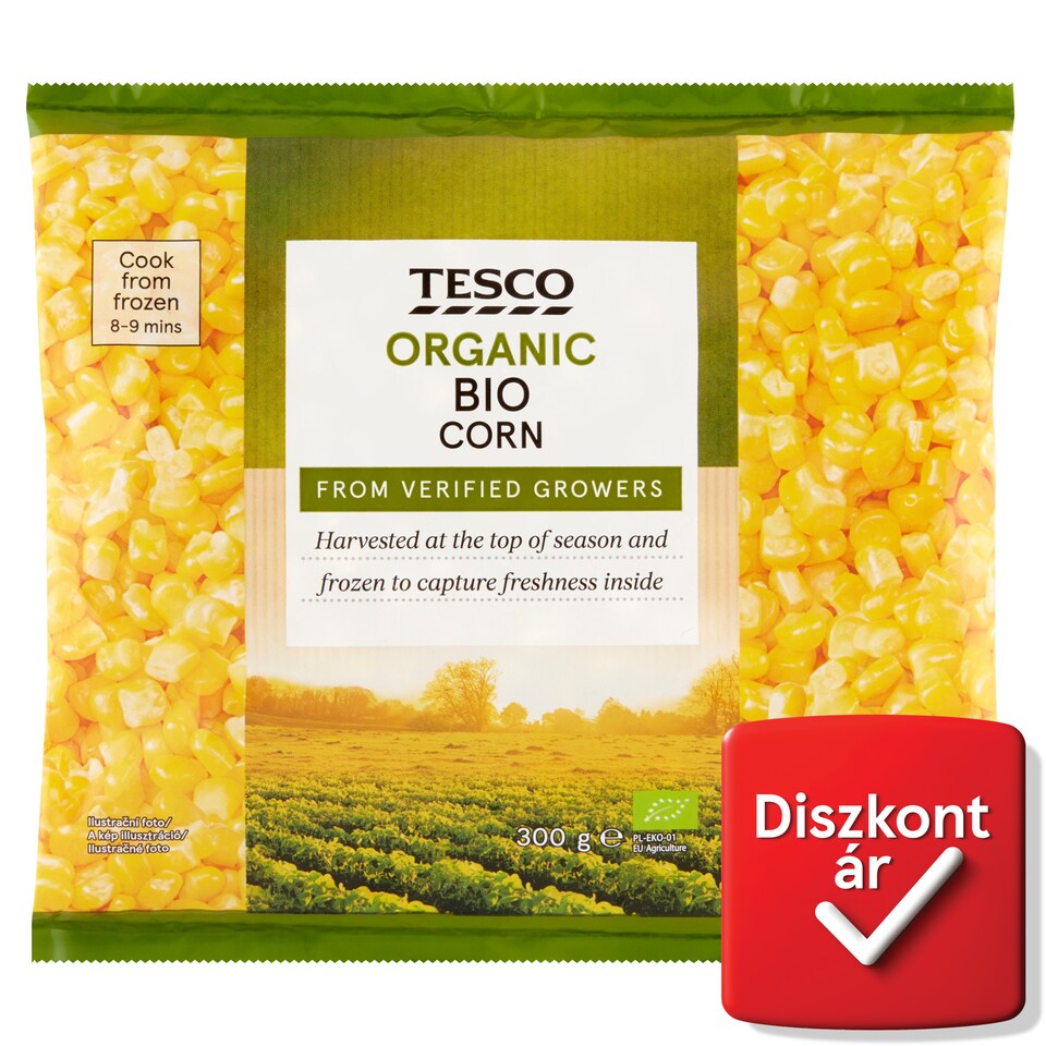 Tesco BIO gyorsfagyasztott morzsolt csemegekukorica 300 g