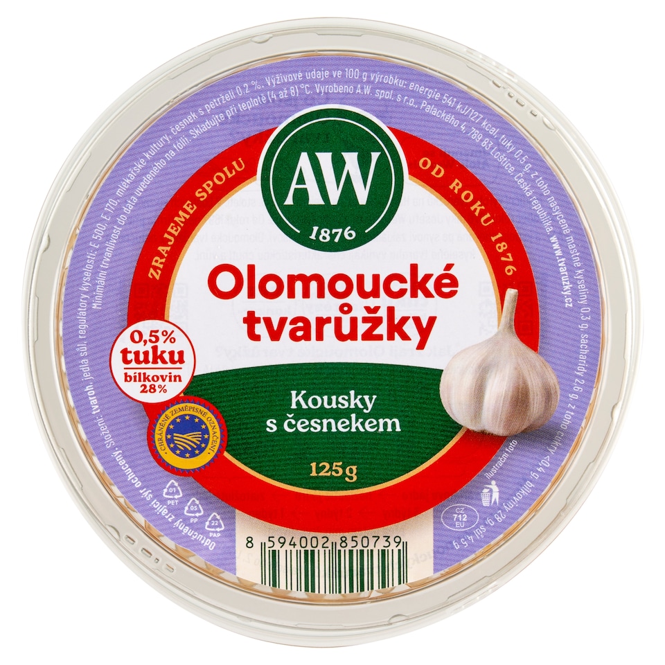 Obrázek 1 pro produkt A.W. Olomoucké tvarůžky kousky s česnekem 125g