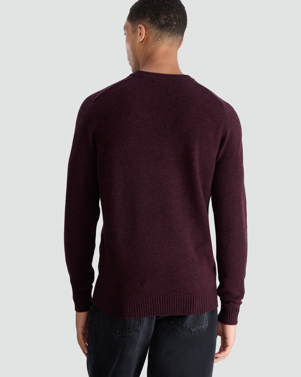 image 1 of F&F Lambswool Knitted Crew Neck Jumper in Burgundy
