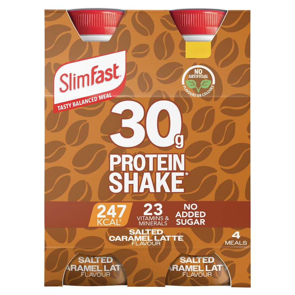image 1 of SlimFast Salted Caramel Latte 30g Protein Shake Multipack - 4 x 325ml