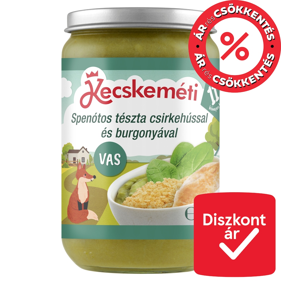 Kecskeméti Spinach Pasta with Chicken and Potatoes Baby Food 11 Months+ 220 g