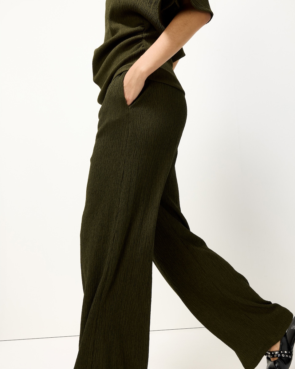 image 1 of F&F Textured Wide Leg Trousers in Olive
