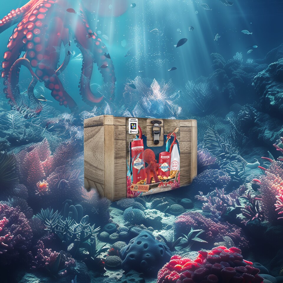 Old Spice Ajándékszett: Deep Sea Stift Dezodor, Tusfürdő és Captain Borotválkozás Utáni Arcszesz 1. kép