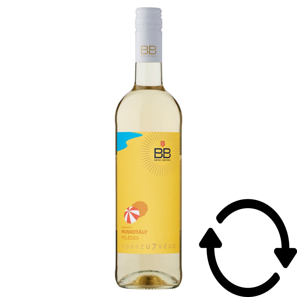 BB Hosszú7vége Dunántúli Muskotály félédes fehérbor 11% 0,75 l