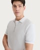 image 1 of F&F Textured Zip Neck Short Sleeved Polo Shirt in Grey