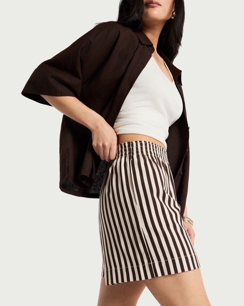 F&F Striped Shorts with Linen in Brown