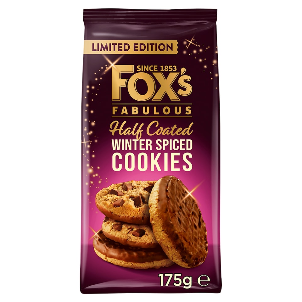 Fox's Half Coated Milk Chocolate Winter Spiced Cookies 175g