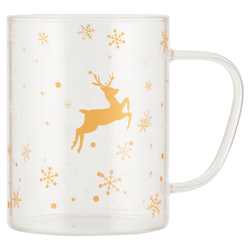 Deer Pattern Glass Mug