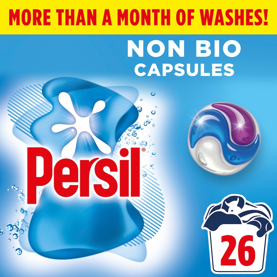 image 1 of Persil Non Bio 3 in 1 Sensitive Laundry Washing Detergent Capsules 26 washes 548.6g