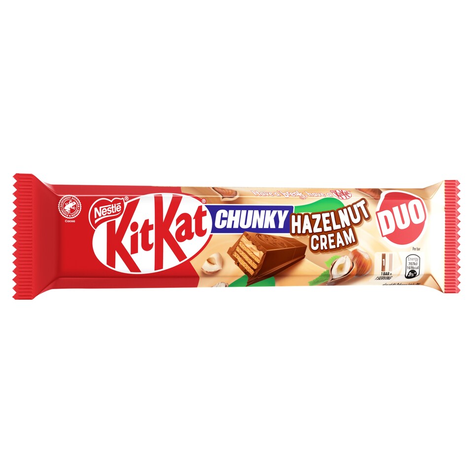 image 1 of Kit Kat Chunky Duo Hazelnut Chocolate Bar 68g
