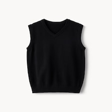F&F School Unisex Pure Cotton V-Neck Tank Top in Black