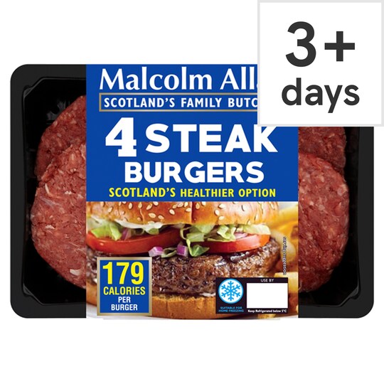 Malcolm Allan 4 Steak Burgers 400G Tesco Groceries
