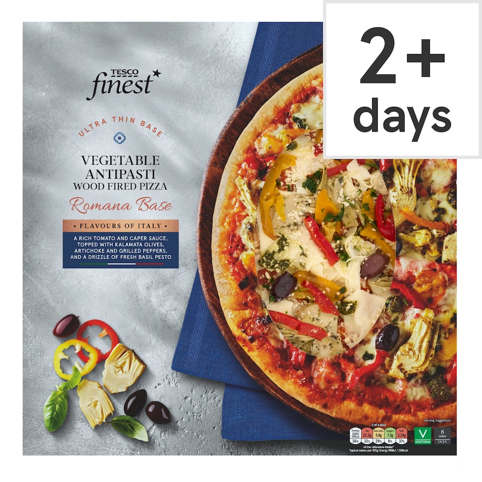 Tesco Finest Vegetable Antipasti Romana Wood Fired Pizza 435g