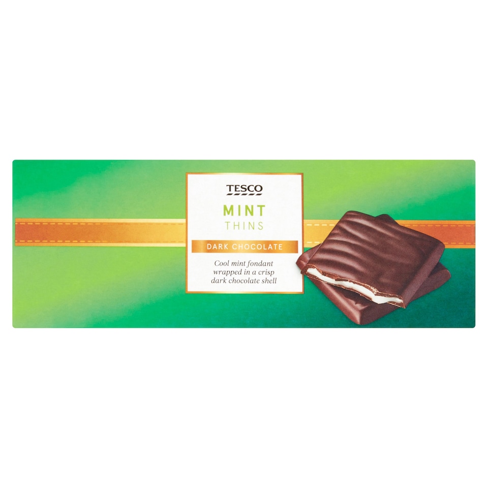 Tesco Dark Chocolate Mint Thins Carton 200G