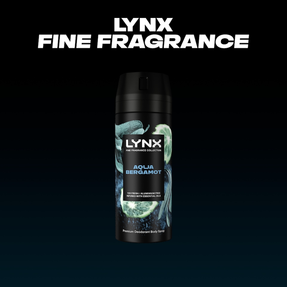 image 1 of Lynx Aqua Bergamot 72h Fine Fragrance Deodorant Bodyspray for Men 150ml