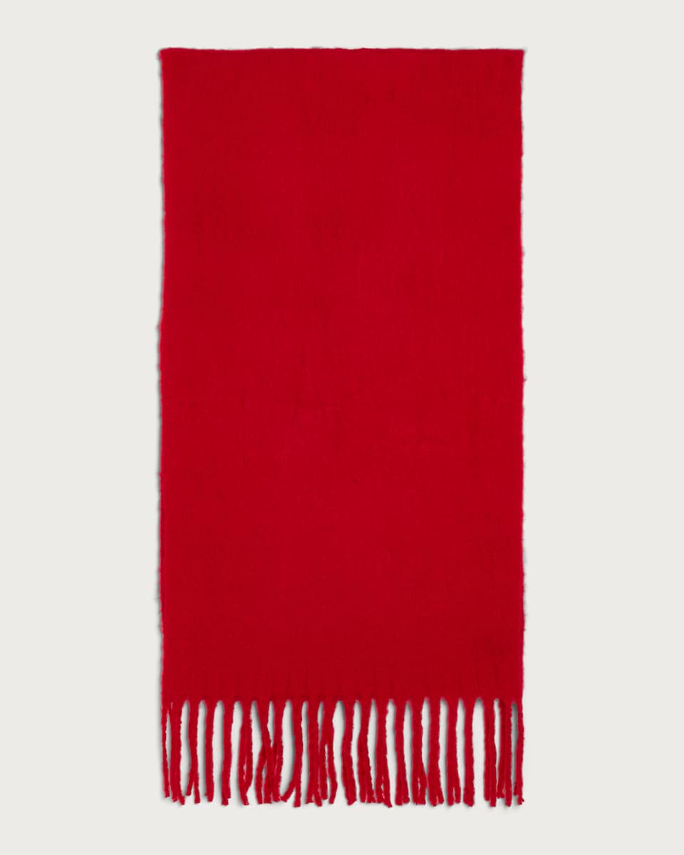 F&F Knitted Fringed Scarf in Red