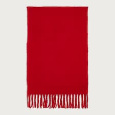 F&F Knitted Fringed Scarf in Red