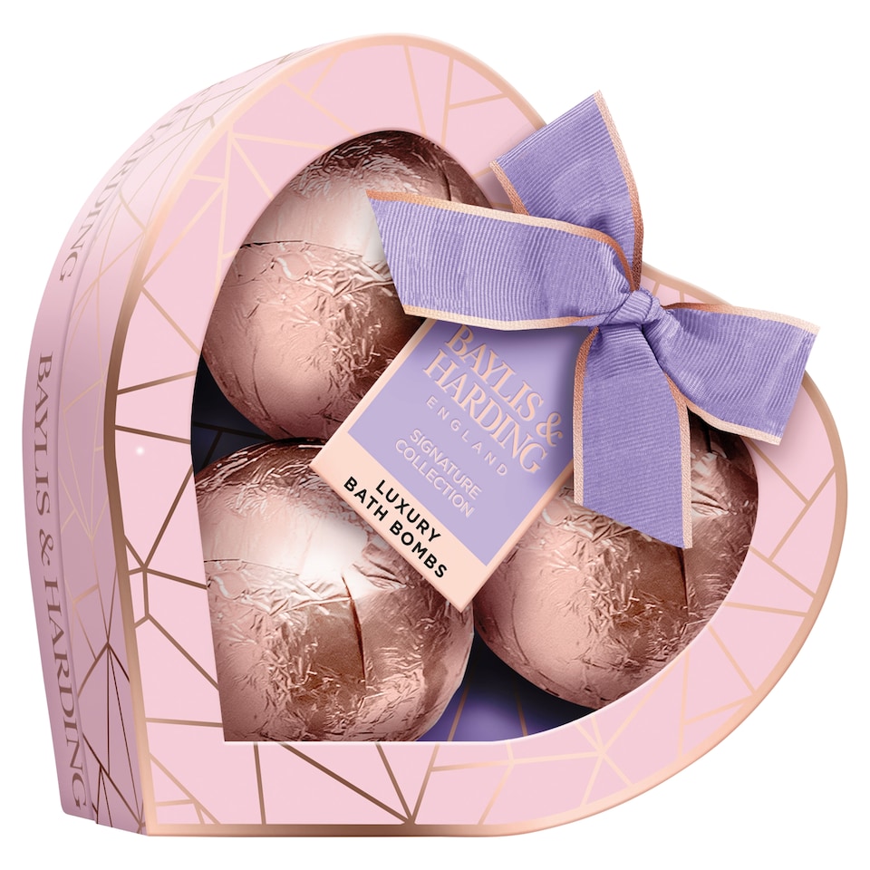 image 1 of Baylis & Harding Jojoba, Vanilla & Almond Oil Luxury Bath Bomb Heart Trio Gift Set 3 x 120g