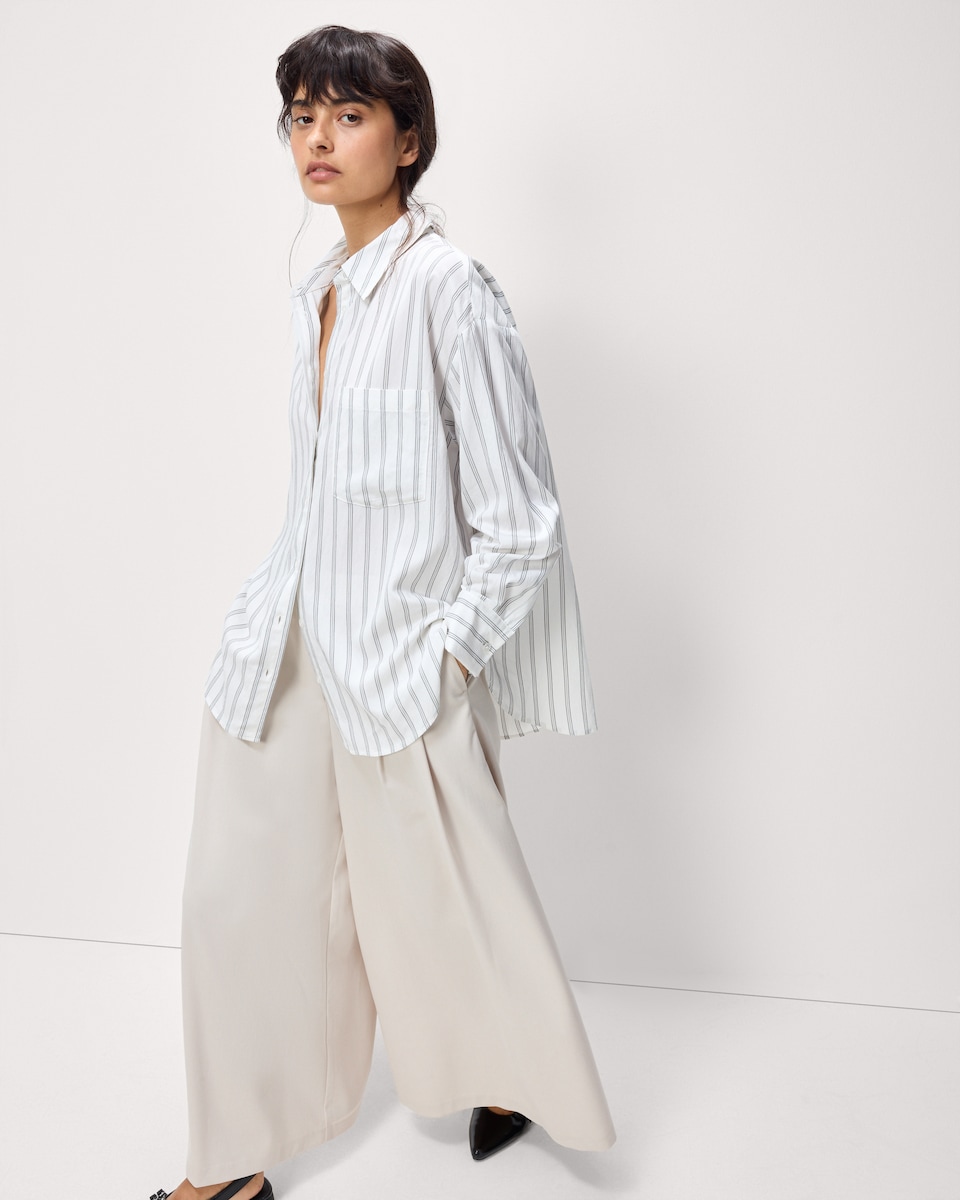 image 1 of F&F Striped Oversized Fit Shirt in Multi White