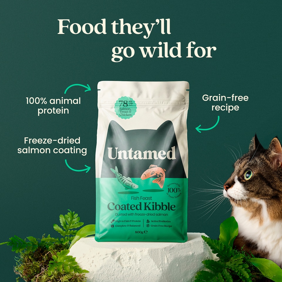 image 1 of Untamed Coated Kibble Salmon and Trout Cat Food 800g