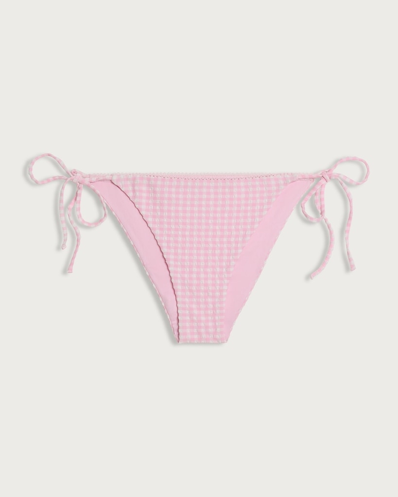 OH ME OH MY Gingham Tie Side Bikini Bottoms in Pink