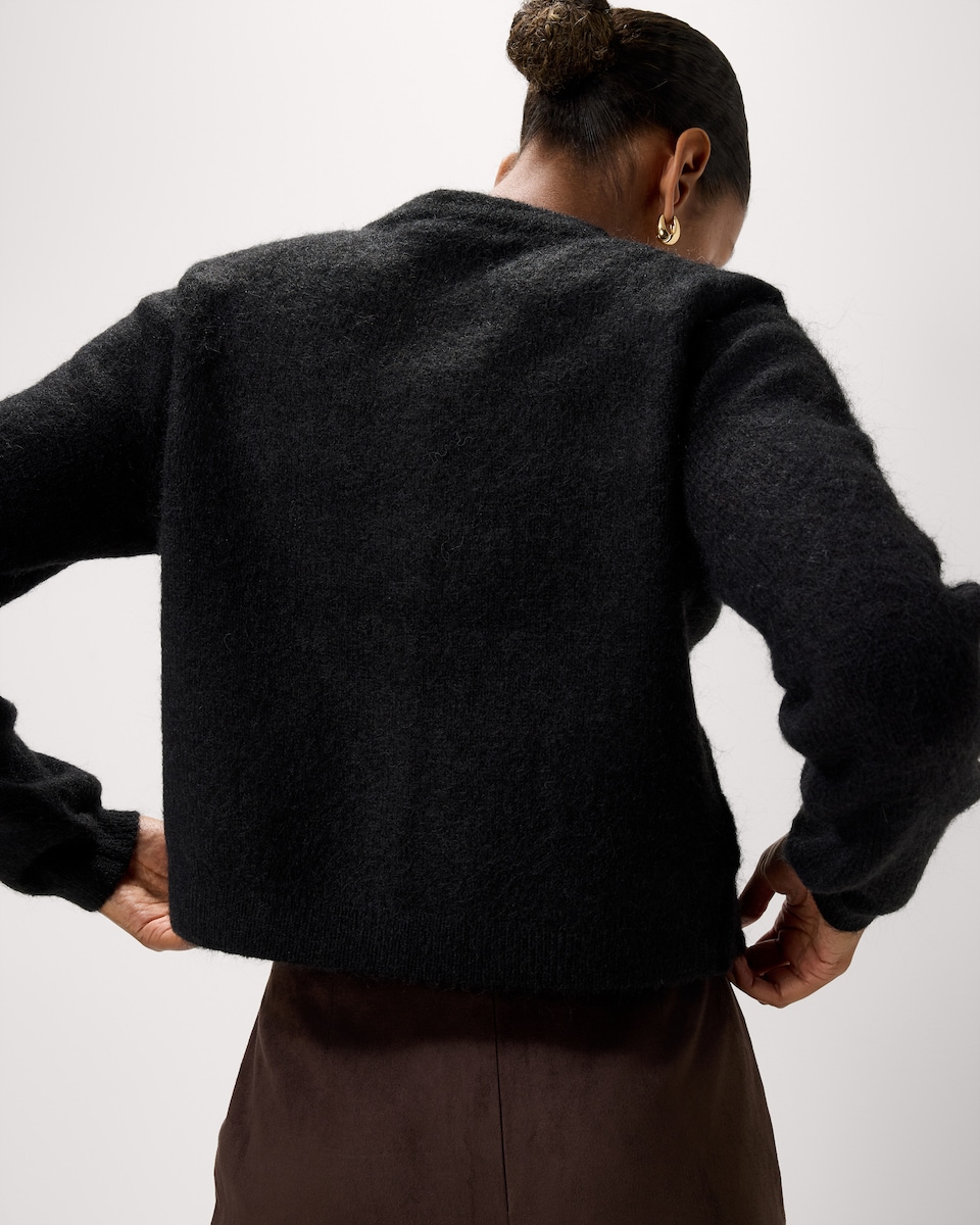image 1 of F&F Crew Neck Cardigan in Black