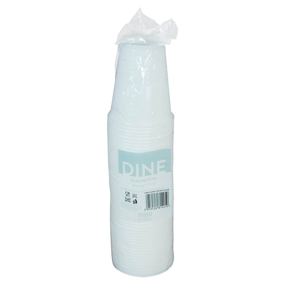 Tesco Plastic Recyclable Cups 18Cl 50 Pack